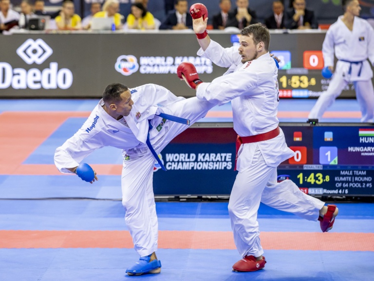 Read more about the article Továbbjutott küzdelemben a magyar férfi csapat a budapesti karate vb-n